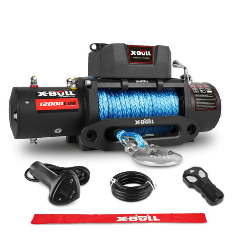 Tow Bars & Winches X Bull Electric Winch 12V 12000Lbs/5454Kg 26M Synthetic Rope Wireless Remote 4Wd 4X4