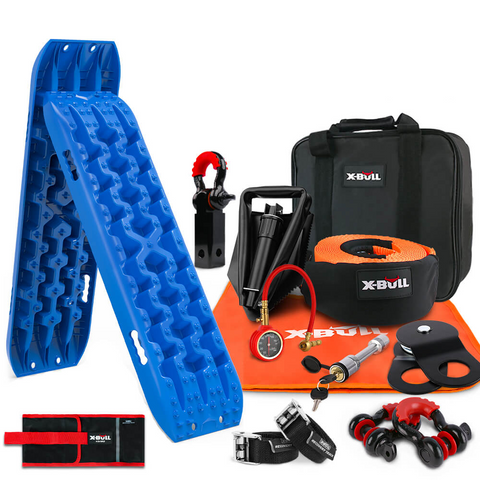 Tow Bars & Winches X Bull Winch Recovery Kit With Tracks Boards Gen 3.0 Snatch Strap Off Road 4Wd Blue