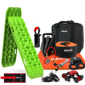 X-Bull Winch Recovery Kit With Tracks Boards Gen 3.0 Snatch Strap Off Road 4Wd Green