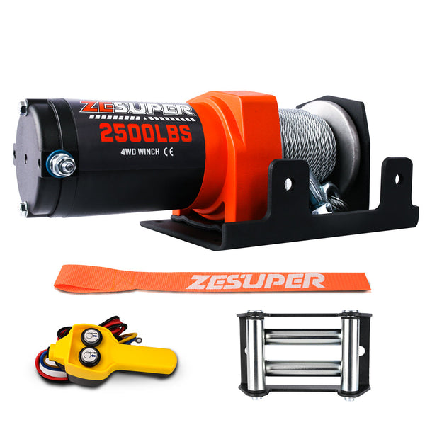 Tow Bars & Winches Zesuper Electric Winch 2500Lbs/1134Kg 12V 15.2M Steel Cable Atv Utv 4Wd 4X4 Boat