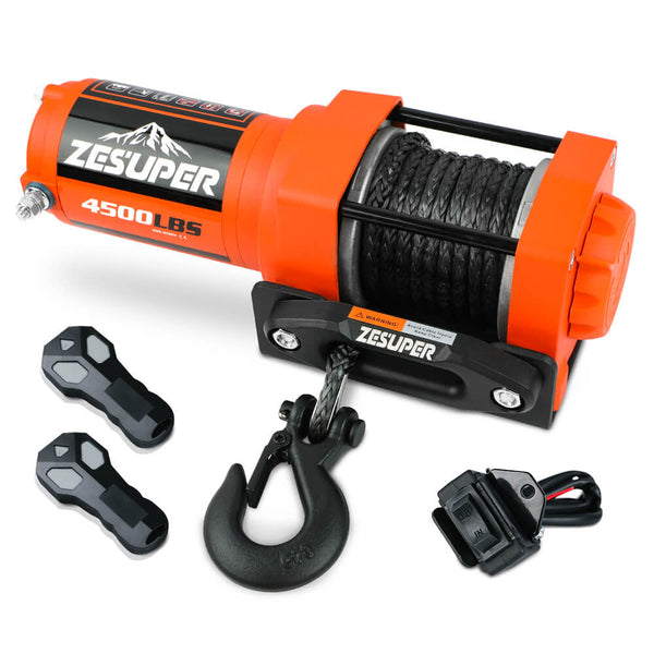 Tow Bars & Winches Zesuper 12V Electric Winch 4500Lb Synthetic Rope Boat Atv Trailer 4Wd