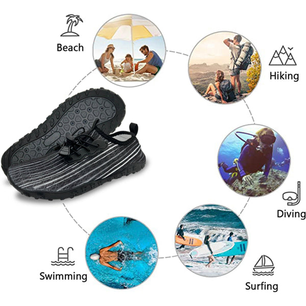 Water Shoes For Men And Women Soft Breathable Slip On Aqua Socks Swim Beach Pool Surf Yoga (Black Size Us 7)