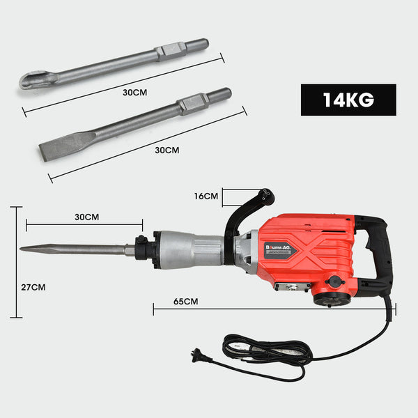 Jackhammers Baumr Ag 2300W Pro Grade Electric Demolition Jackhammer, With Bonus Chisels, Carry Case