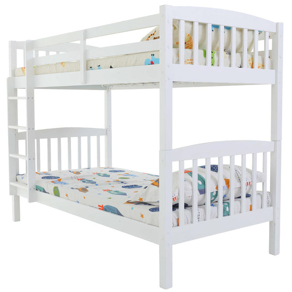 Single Bed Frames Slumber Wooden Kids Bunk Bed Frame, With Modular Design That Can Convert To 2 Single, White