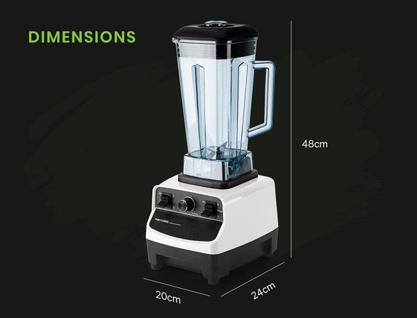 Countertop Blenders Polycool 2L 2200W Commercial Grade Blender With Bpa Free Jug For Drink, Smoothie, Food, Ice, White