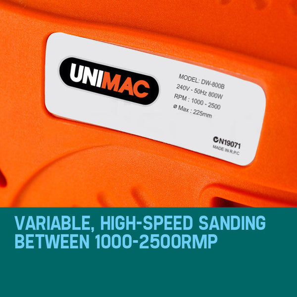 Sanders Unimac Drywall Sander Plaster Wall Board Dust Free Disc Gyprock 800W