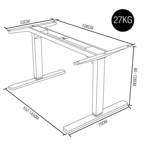 Standing Desks Fortia Height Adjustable Standing Desk Frame Only Sit Electric Office Slv