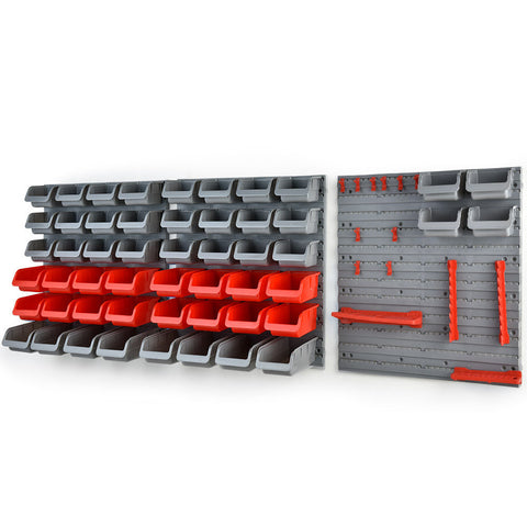 Wall Tool Racks Baumr Ag 69Pc Wall Mounted Parts Bin Rack With Tool Holders Red