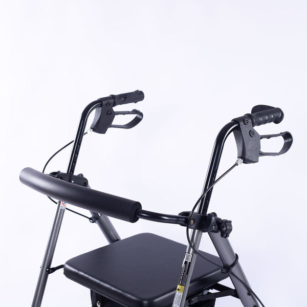 Walkers & Canes Equipmed 4 Wheel Lightweight Rollator Walker, Aluminium Frame, Seat, Carry Bag, For Seniors, Titanium Style