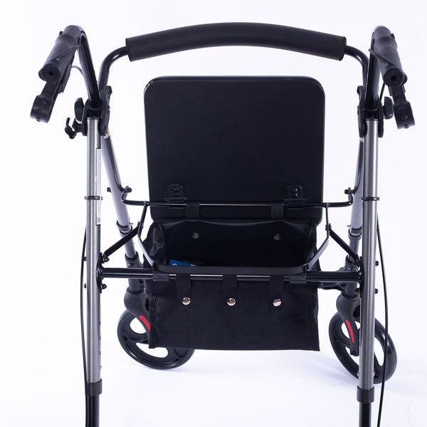 Walkers & Canes Equipmed 4 Wheel Lightweight Rollator Walker, Aluminium Frame, Seat, Carry Bag, For Seniors, Titanium Style