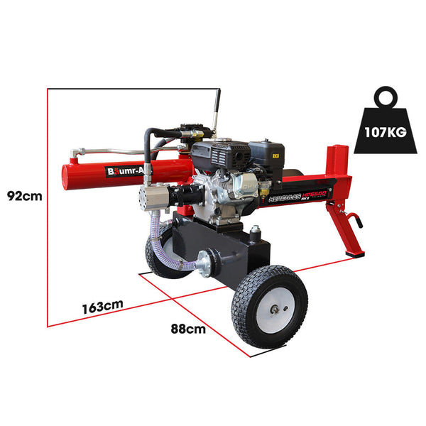 Log Splitters Baumr Baumrag 20 Tonne Hydraulic Petrol Log Splitter 8Hp Towed Wood Firewood Cutter