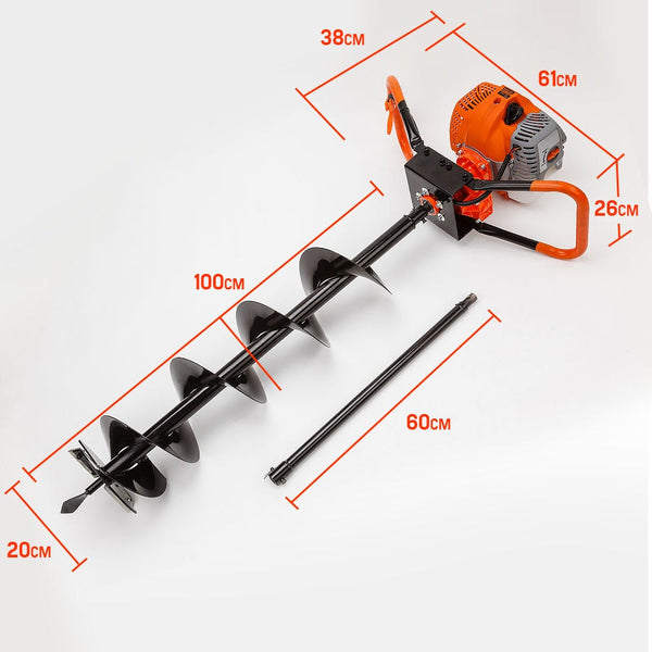 Post Hole Diggers & Augers Baumr Ag Post Hole Digger 62Cc Posthole Earth Auger Fence Borer Petrol Drill Bit