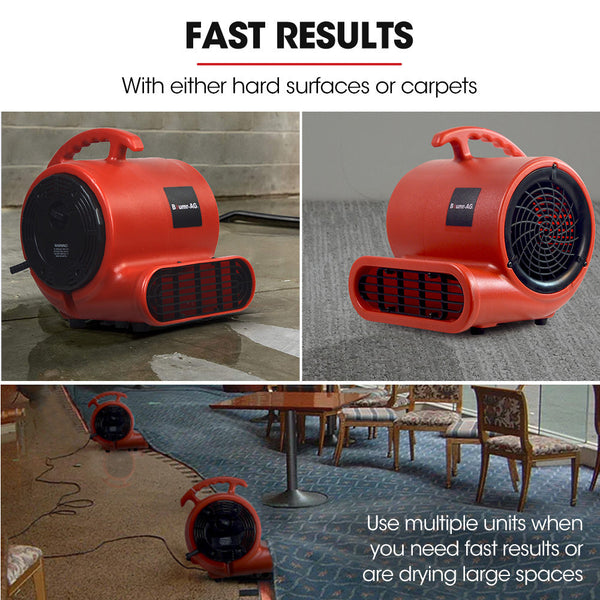 Blowers Air Movers & Dryers Baumr Baumr Ag 3 Speed Carpet Dryer Air Mover Blower Fan, 700Cfm, Sealed Copper Motor, Poly Housing