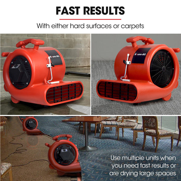 Blowers Air Movers & Dryers Baumr Ag 3 Speed Carpet Dryer Air Mover Blower Fan, 1300Cfm, Sealed Copper Motor, Poly Housing