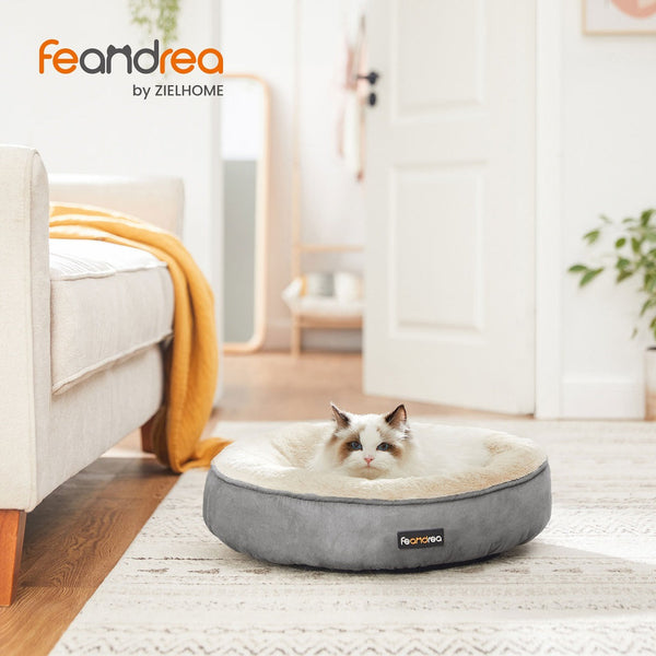 Pet Beds Feandrea 50Cm Dog Sofa Bed Round Shape Fabric Light Grey