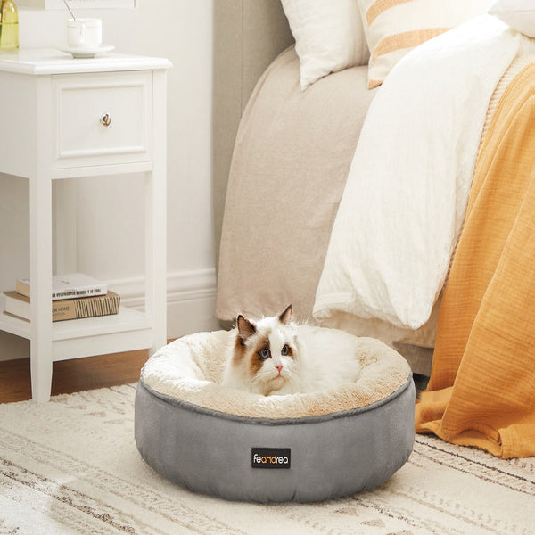 Pet Beds Feandrea 50Cm Dog Sofa Bed Round Shape Fabric Light Grey