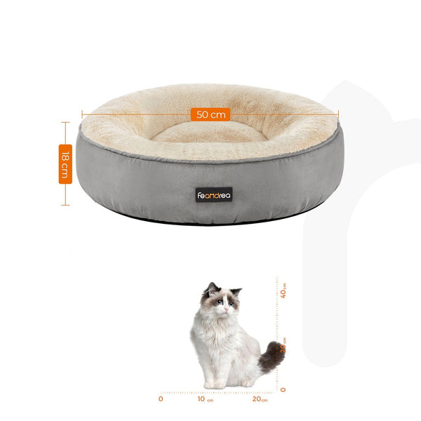 Pet Beds Feandrea 50Cm Dog Sofa Bed Round Shape Fabric Light Grey