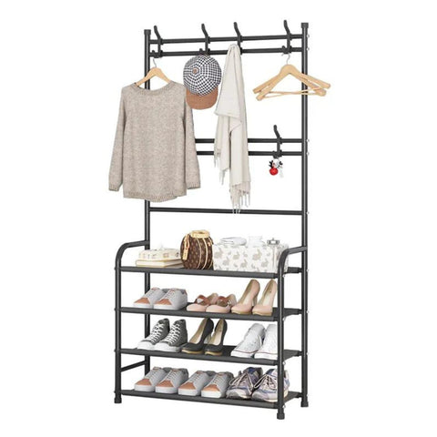 Shoe Racks Gominimo Clothes Rack With Shoe Shelves (Black) Go Csr 100 Pr