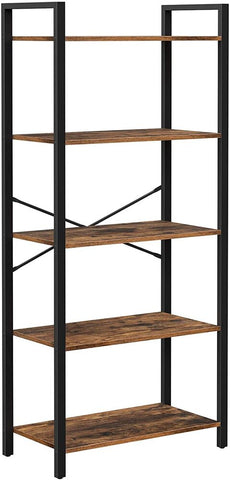 Bookshelves Vasagle 5 Tier Storage Rack Bookshelf With Steel Frame Rustic Brown And Black Lls061b01