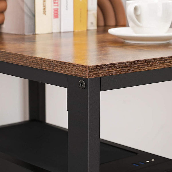 Vasagle Computer Desk With 2 Shelves Rustic Brown And Black Lwd47x