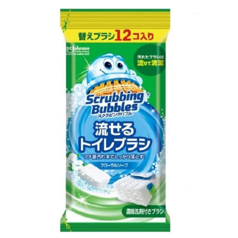 [6-Pack] Johnson Scrubbing Bubble Flushable Toilet Brush Floral Soap Replacement 12 Pieces