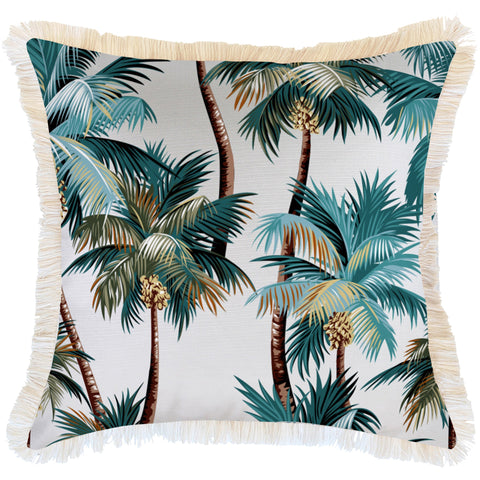 Cushion Covers Cushion Cover Coastal Fringe Natural Palm Trees White 60Cm X