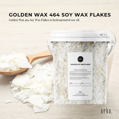 Orku 400G Golden 464 Soy Wax Flakes Bucket - 100% Pure Natural Diy Candle Melts Chips