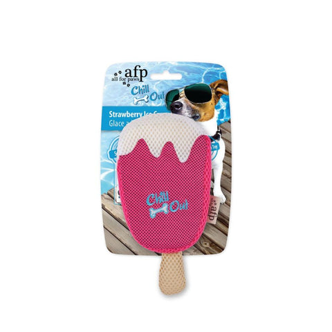 All For Paws Dog Drinking Sponge Soak - Strawberry Ice Cream Shape Chew Play Toy Afp Pink