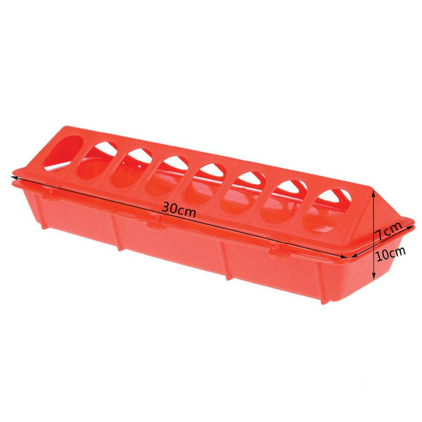 Pet Chicken Supplies 30Cm Long Poultry Feeder Feeding Trough Chicken Red Plastic Flip Top Container