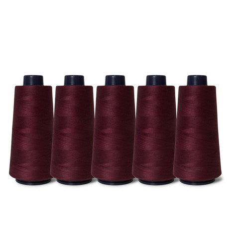 Hemline 5X Wine Red Sewing Overlocker Thread - 2000M Polyester Overlocking Spool