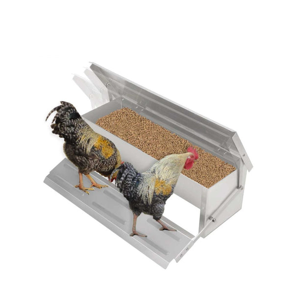 Backyard Poultry Feeders 8L Automatic Chook Chicken Feeder Poultry Treadle Aluminium Metal Coop