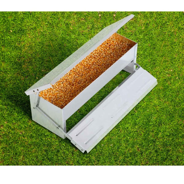 Pet Chicken Supplies 11L Automatic Chook Chicken Feeder Poultry Treadle Aluminium Metal Feeders