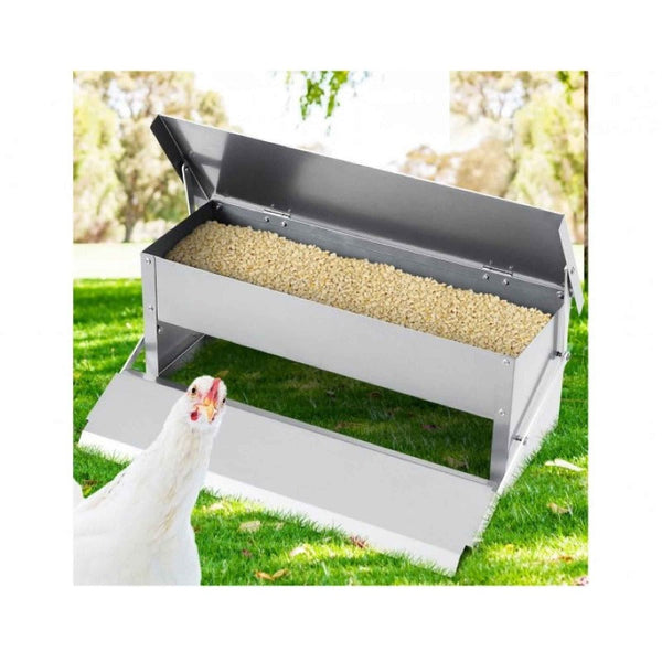 Backyard Poultry Feeders 6.5L Automatic Chook Chicken Feeder Poultry Treadle Galvanised Metal Coop