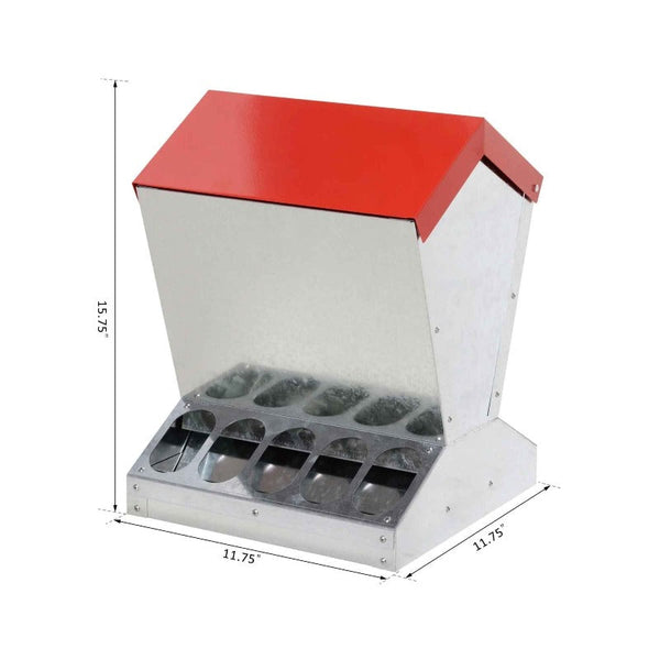 Pet Chicken Supplies 10Kg Automatic Chook Chicken Feeder Poultry Trough Galvanised Metal Feeders