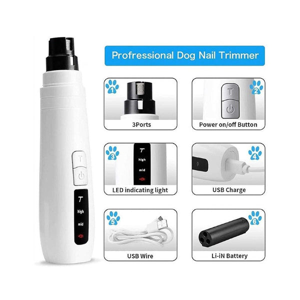 Dog Grooming Pet Nail Grinder Dog Cat Electric Trimmer Turbo Usb Rechargeable Claw Filer N9