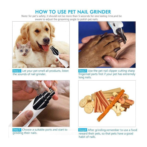 Dog Grooming Pet Nail Grinder Dog Cat Electric Trimmer Rechargeable Clipper Claw Filer N8