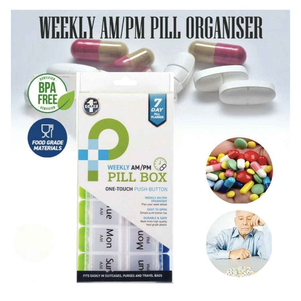 Pill Boxes Am/Pm Weekly Pill Box 7 Day Tablet Medicine Organiser Holder Case 14 Compartment