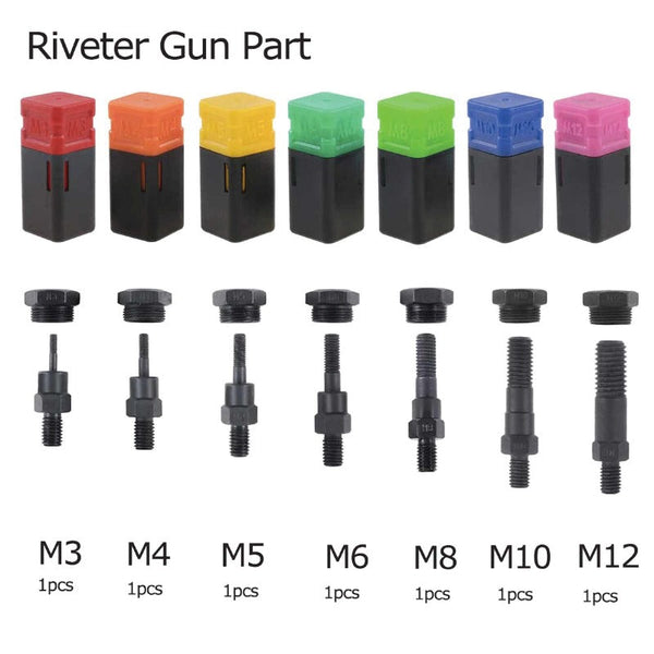 Solid Rivets 1460 Pcs Riverter Nutsert Tool Set 13" Hand Gun Rivet Rivnut M3 M12 Mandrel