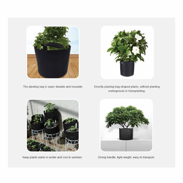 Baskets, Pots, Window Boxes 6 Pck 10 Gallon Fabric Flower Pots 38L Garden Planter Bags Black Felt Root Pouch