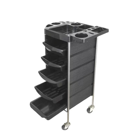 Stylist Stations & Furniture 5 Drawer Hairdressing Trolley Black 90X30x36cm Salon Beauty Rolling Cart