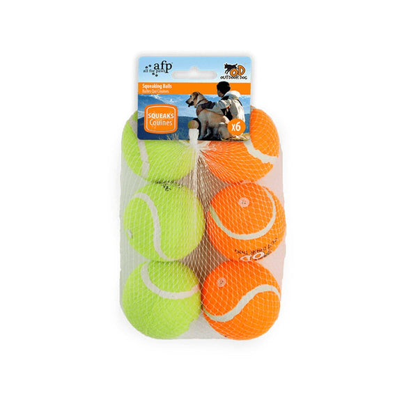 Dog Toys All For Paws 6 Pack Squeaking Tennis Ball 6.5Cm Squeaky Dog Puppy Play Fetch Outdoor Toy