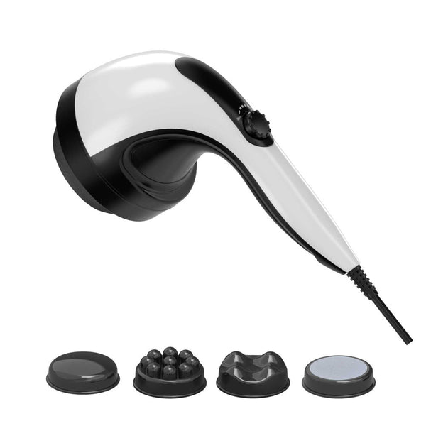 Massagers Handheld Vibration Massager Black 4 Interchangeable Heads Adjustable Speed