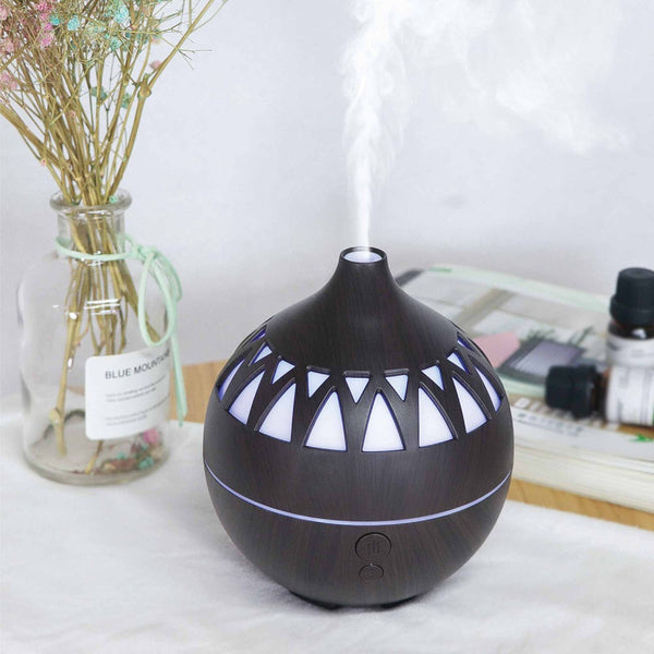 Diffusers Essential Oil Aroma Diffuser 180Ml Usb Led Dark Wood Mist Humidifier