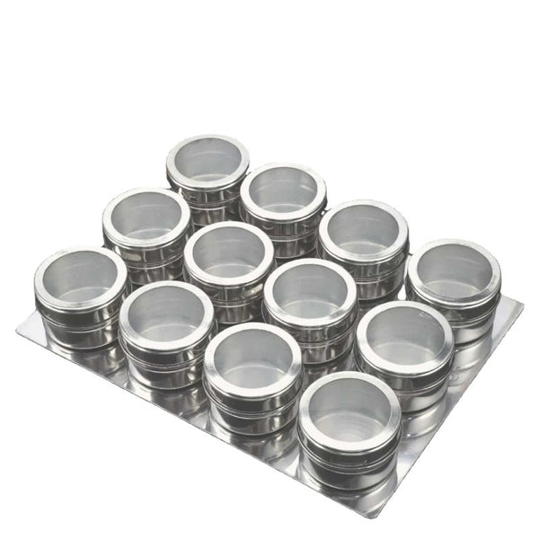 Spice Jars & Racks 12 Magnetic Spice Jar Tins And Steel Plate 150G Seasoning Storage Containers