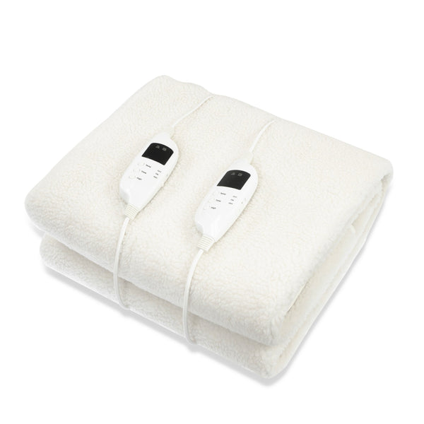 Electric Blankets Laura Hill Heated Electric Blanket Double Size Fitted Fleece Underlay Winter Throw White