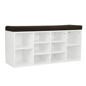 Sarantino Shoe Rack Cabinet Organiser Brown Cushion Bench Stool - 104 X 30 45 White