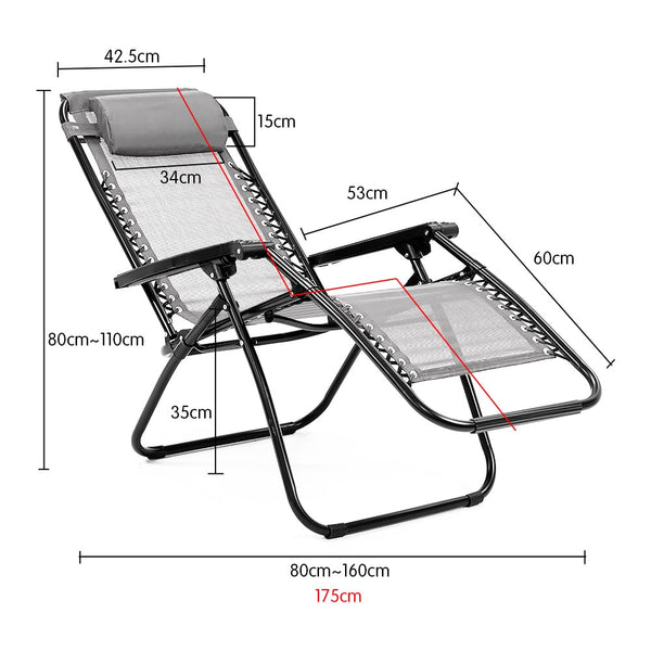 Loungers Wallaroo Gravity Reclining Deck Chair Grey