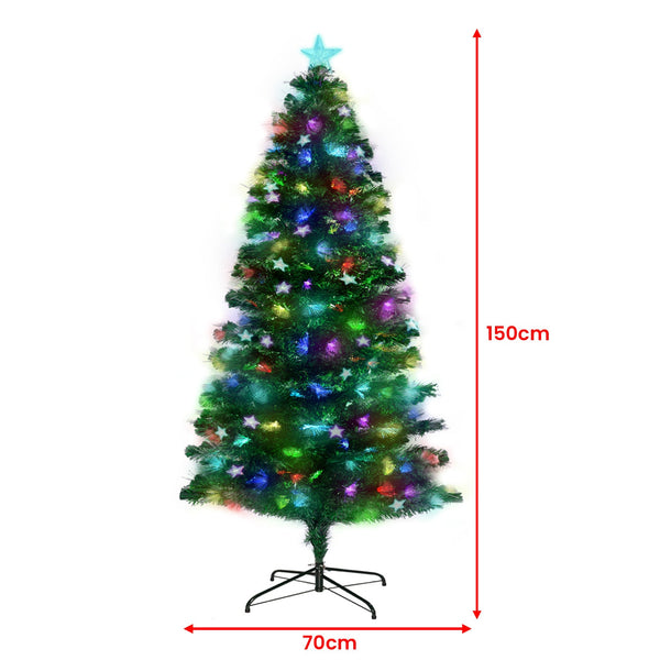 Seasonal Decorations Christabelle 1.5M Enchanted Pre Lit Fibre Optic Christmas Tree Stars Xmas Decor