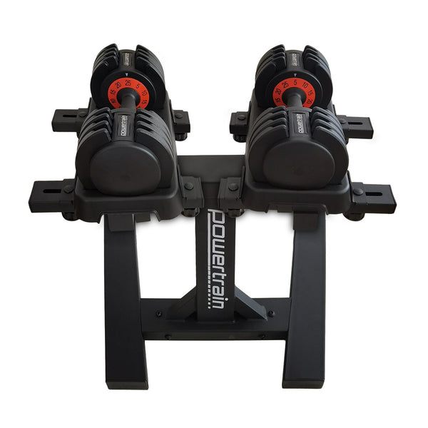 Powertrain Gen2 Pro Adjustable Dumbbell Set - X 25Kg (50Kg) Home Gym Weights With Stand