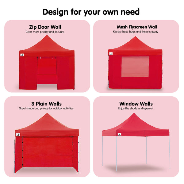 Marquees Wallaroo Gazebo Tent Marquee 3X3 Popup Outdoor Red